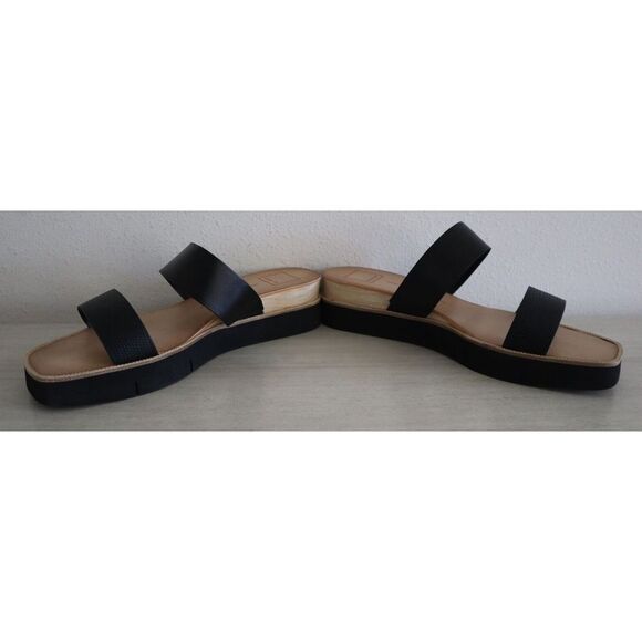 Dolce Vita Women's Sz 9.5 Black Embossed Leather Parni Double Strap Sandals - Picture 9 of 15